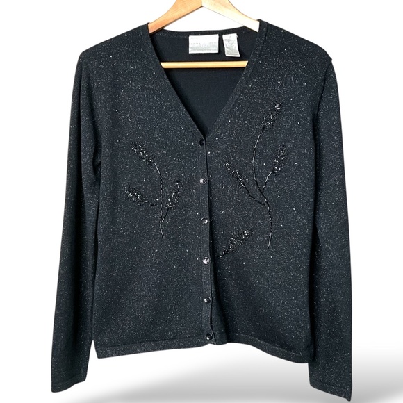 LIZ CLAIBORNE Emma James Beaded Cardi Medium - Picture 1 of 8